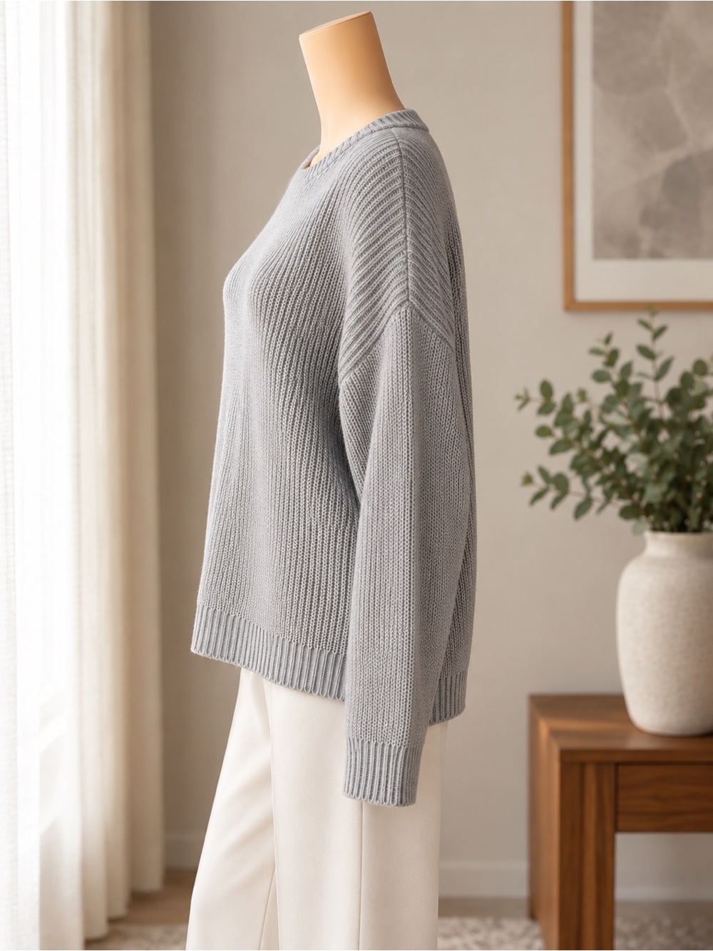NA-KD Gray Wool Blend Oversized Knit Sweater – Women’s Size L - Picture 8 of 10
